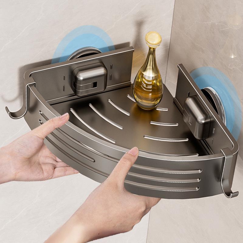 Punch-Free Bathroom Wall Shelf - Aluminum Vacuum Corner Rack