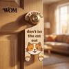 Cat Room Entrance Warning Door Handle Sign, Wooden Cartoon Hanging Reminder, Pet Sign Safety Knob Hanger, for Bedroom And Entryway Doors Decorative
