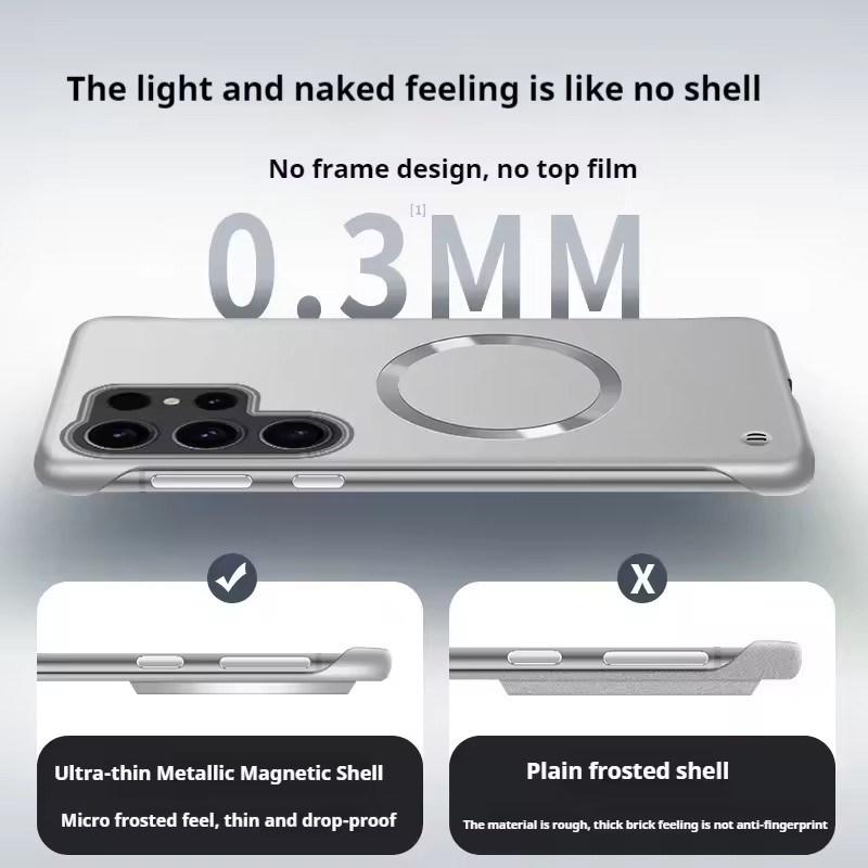 Ultra-Thin Metallic Paint For Magsafe Magnetic Case For Samsung Galaxy S25 Ultra S25 S24 S23 S22 Plus Ultra Borderless Cooling Cover