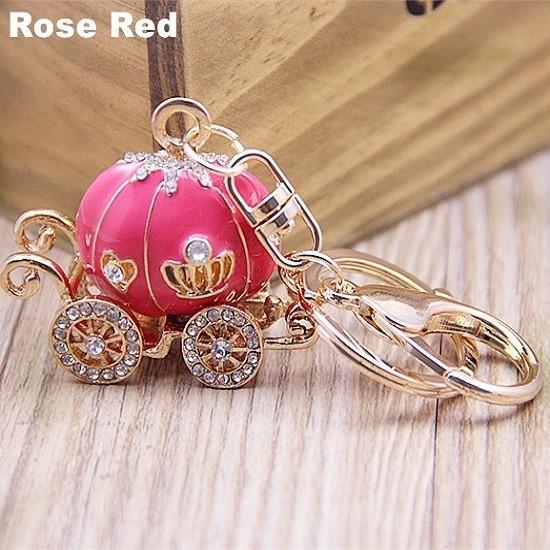 Colorful Unisex Key Chain Pumpkin Carriage Car Key Crystal Pendant For Every Occasion