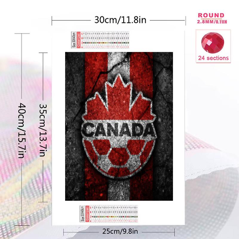 Canada national football Pattern 3pcs 100% Round Full Drill 5D DIY Diamond Painting Embroidery Cross Stitch Rhinestone Décor