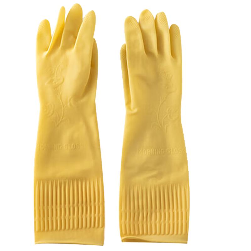 Labor Protection 38cm Extended Waterproof Rubber Gloves S светло-желтого