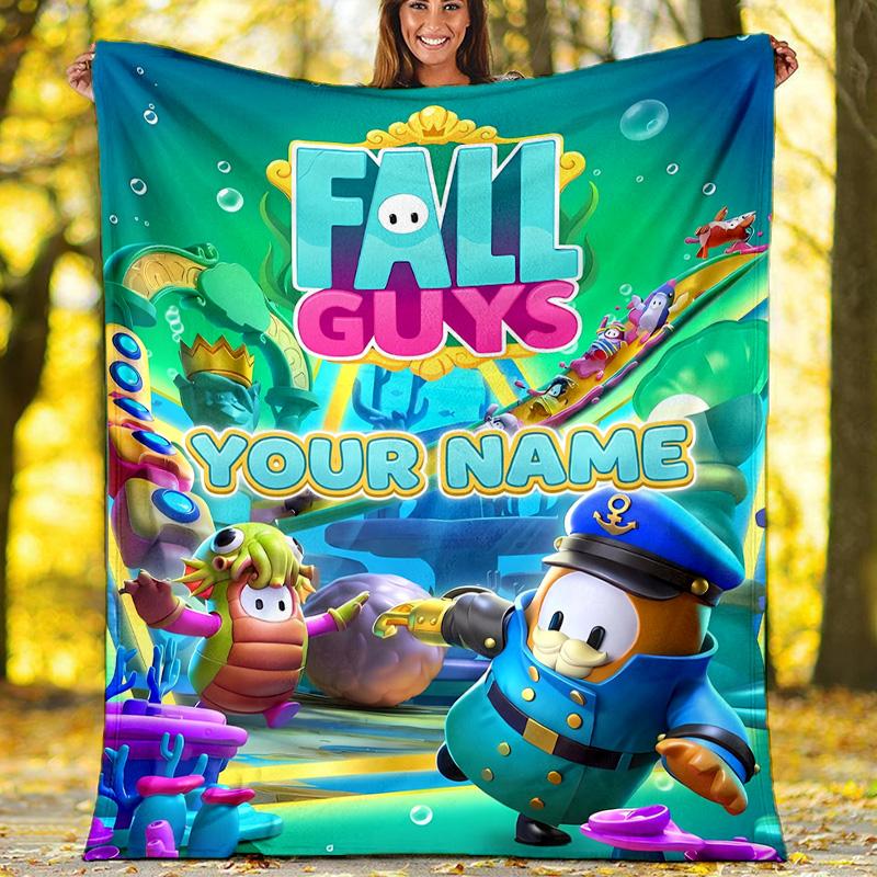 Customiz Name Personality Game Fall Guys Blanket Soft&Warm Office Bed Travel Lunch Break Blanket,Gift All Seasons
