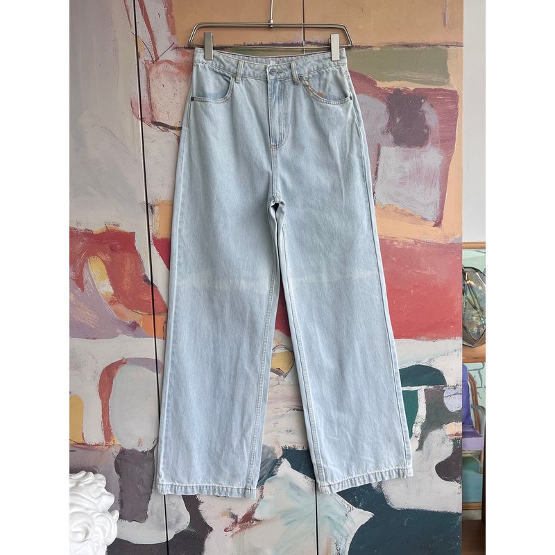 Foreign Trade Original Order RVC * a Retro Light Color and Water Scrubbing Casual Loose Slimming Straight-leg Cocoa Denim Two Colors 1303