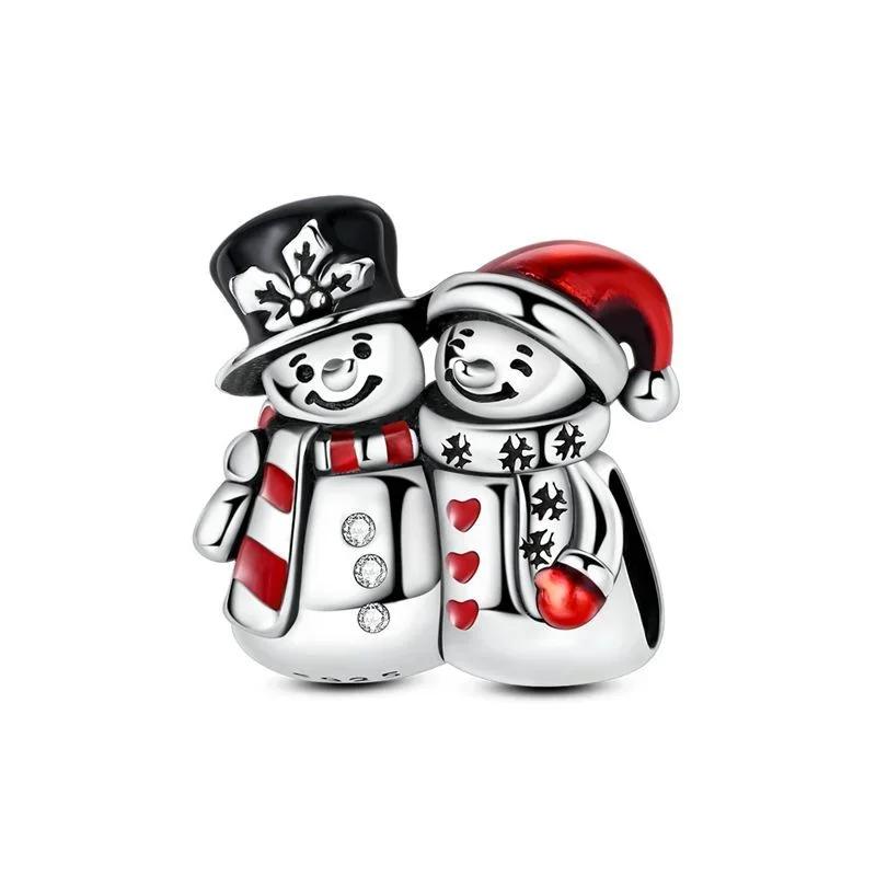 Christmas Copper Metal Charm Bead Components Santa Claus Reindeer Christmas Tree Snowman Elk Bead Component Compatible With Authentic Original
