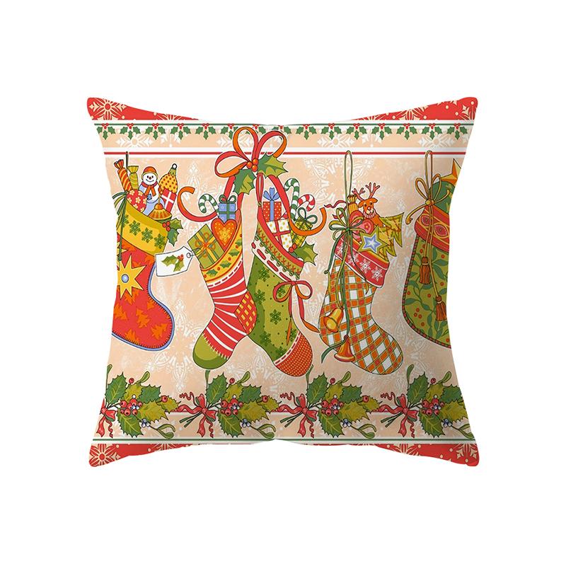 Cute Santa Claus Christmas Decoration Printed Pattern Cushion Cover Home Living Room Sofa Decorative Pillow Pillow Cover