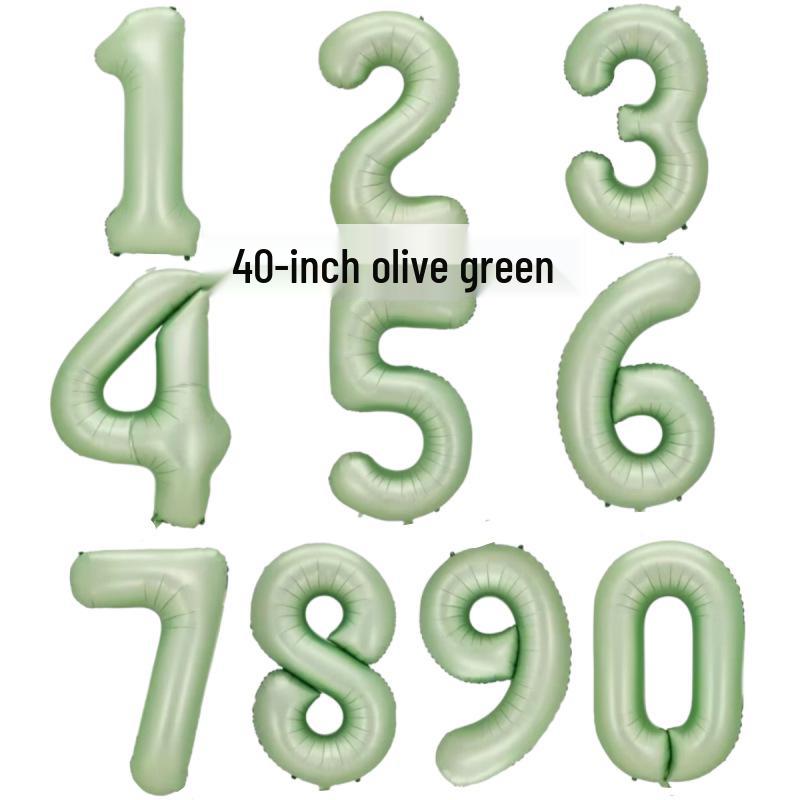 40-inch Olive Green Number Balloons for Forest Theme Birthday Party Decoration
