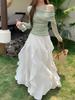 Lace Splice Two-Piece Set: Loose Top & Irregular Ruffle Skirt for Spring/Summer