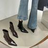 Fashion Booties Women Autumn New Pointed Toe Rear Zipper Anti-slip Wear-resistant Skinny Heel High Heel Skinny Boots
