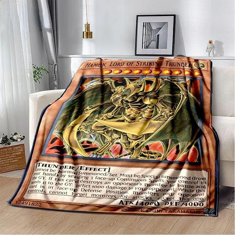 Anime Yu Gi Oh Card Throw Blanket Blue Eyes White Dragon Anime Cartoon Soft Plush Blanket Bedroom Bedspread Home Decor