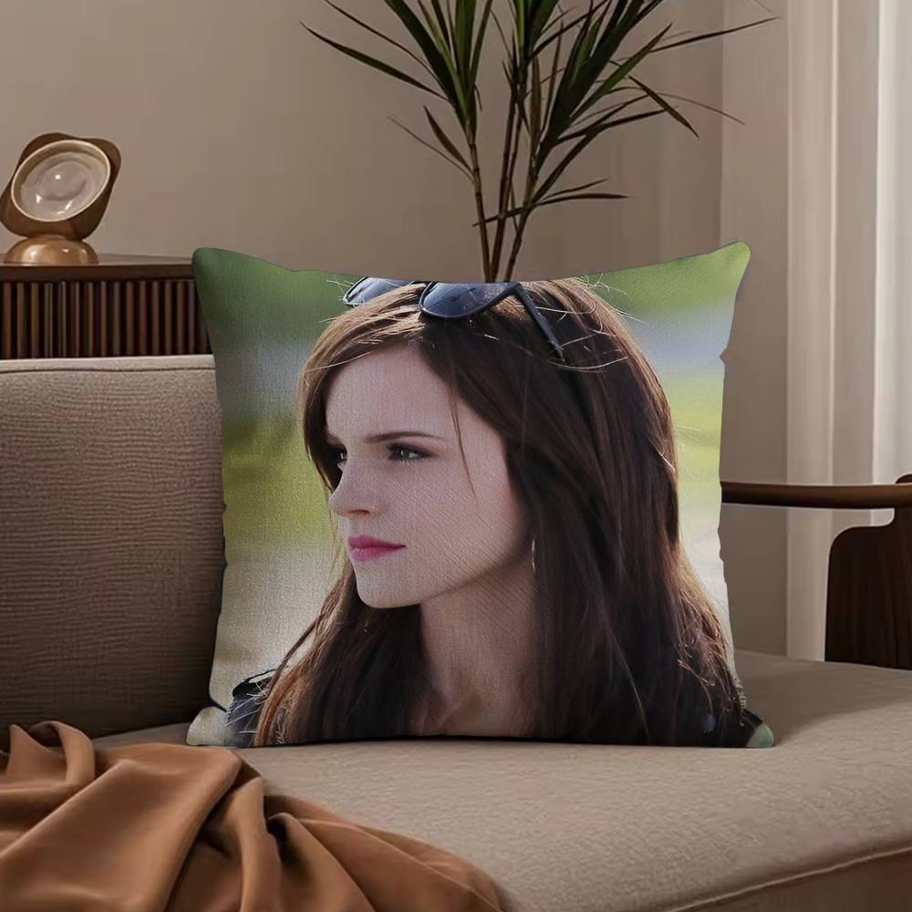 Hot Actor E-Emma Watson Pillow Case Anti-dustmite Pillowcase Invisible Zipper Silky Short Plush Sofa Cushion Cover