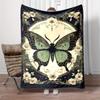 This Flannel Blanket Features a Butterfly and Floral Pattern and Is Perfect for Use On Sofas, Beds, In the Office, While Traveli