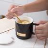 Cross Border Nordic Diamond Diamond Lattice Ceramic Mug Simple White Tie Lid Spoon Coffee Mug Office Home Cup