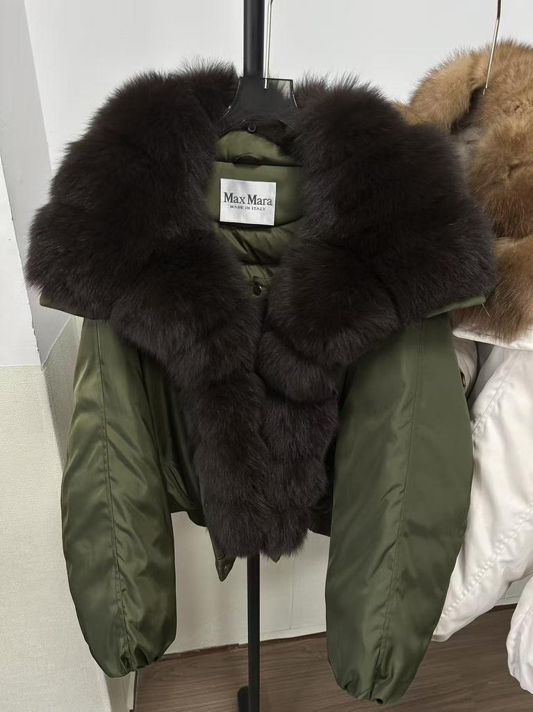 European Station Winter New Natural Fox Fur Collar Down Jacket Women's Short Thickened Warm Fashion Fur Jacket