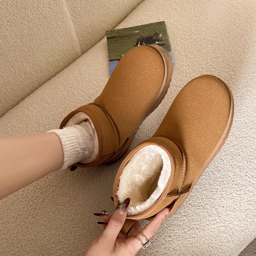 Winter Women  Ultra Mini Boot Platform Boots for Leather Warm Ankle Fur Booties Boots