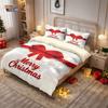 3pcs Merry Christmas Red Bow Printed Chipless Bedding Set Multi Size Bedroom Bedding Holiday Decoration Machine Washable