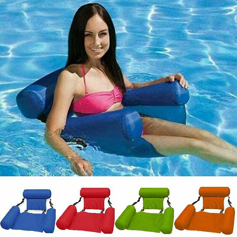 Inflatable Swimming Floating Chair Pool Seats Foldable Water Bed Lounge Chair