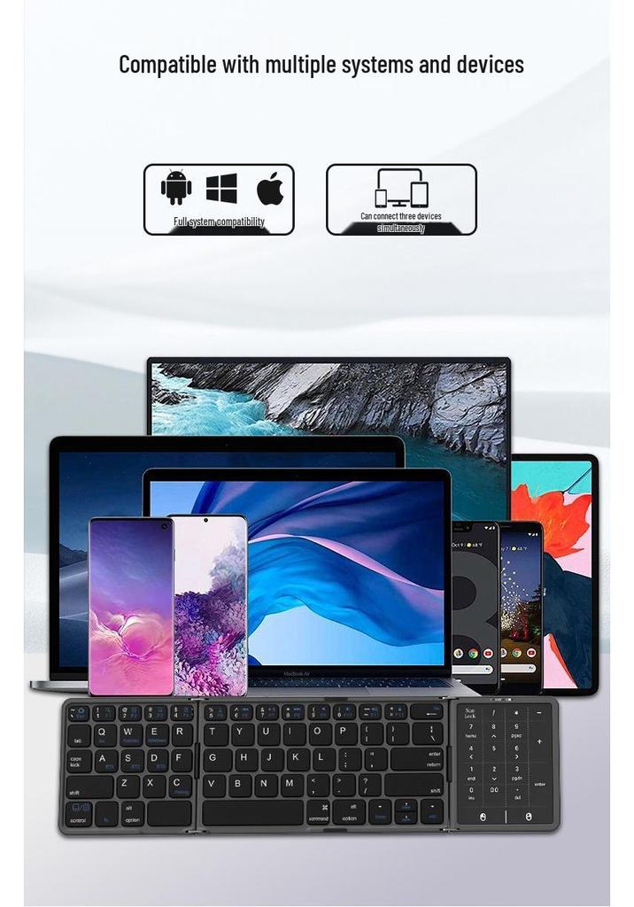 Universal Portable Bluetooth Touch Keyboard for Tablets (Three-System)