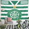 Celtic Football Club Crest Wall Tapestry Green White Hoops Clover Badge 1888 Gold Star Fan Art Decor for Man Cave Gift