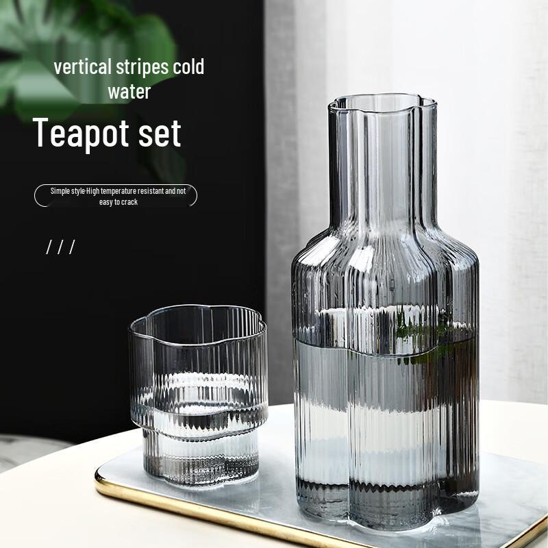 Ailan Huijia MY Vertical Stripe Glass Pitcher and Cup Set