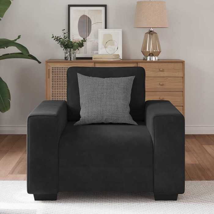 VidaXL Fauteuil noir 60 cm velours, canapé simple, canapé confort, fauteuil TV, canapé, siège de canapé, canapé relax, 4105252