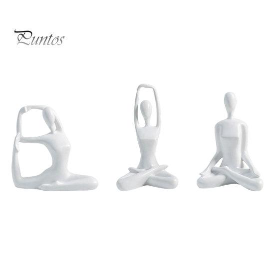 Contemporary Interior Accents 3Pcs Abstract Yoga Figure Sculpture Set, Hollow Dancer with Glossy Gold Matte Silver Black Luxury Resin Crafts
