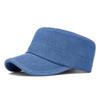 Men's light board denim flat top military hat simple versatile cap women's fashion outdoor visor equestrian hat