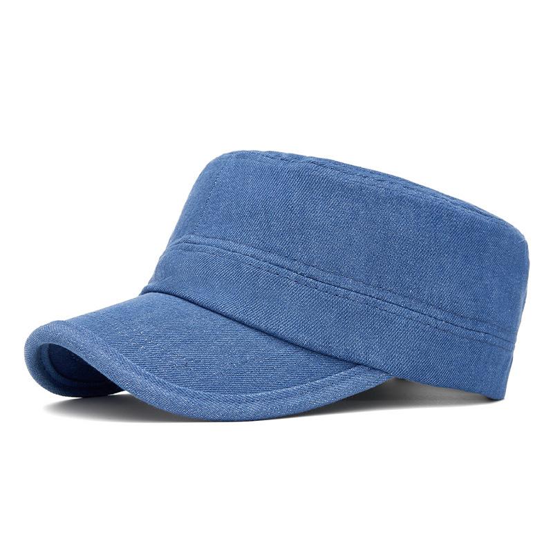 Men's light board denim flat top military hat simple versatile cap women's fashion outdoor visor equestrian hat