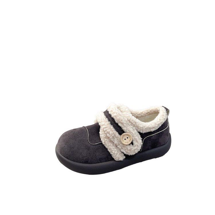 Genuine Leather, New In Autumn and Winter, Cute Round-headed Small Potato Single Shoes, Fluffy Shoes, Plush Warm Lamb Wool Small Leather Shoes for Wom