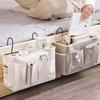 Bedside Hanging Organizer Multiple Pockets Durable Cotton Linen Large Capacity for Hospital Patient Bed Storage
