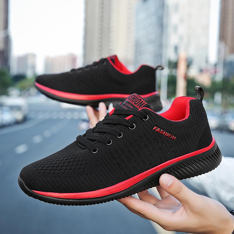 Large Size Men's Shoes Sports Lightweight Student Fly-woven Mesh Shoes Trend Casual Korean Version Fashion Autumn Running Shoes