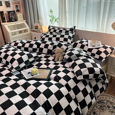 Schachbrett Bettwäscheset Ohne Bettdecke Steppdecke Bettbezug Kissenbezug Spannbettlaken Einzel- Queen-Size Polyester Bettwäsche