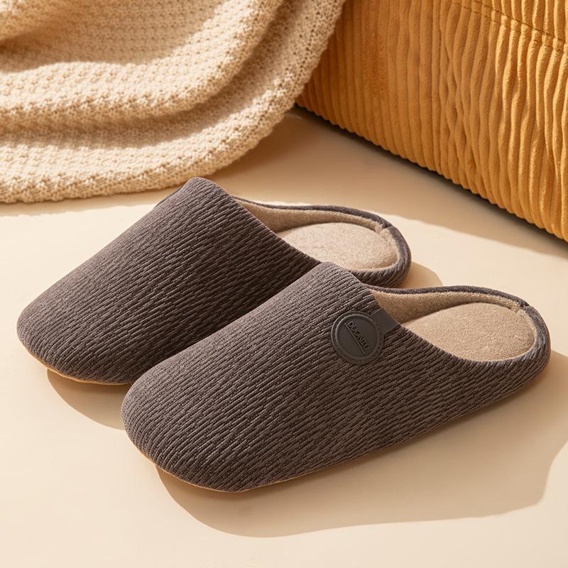 Japanese-style home cotton slippers autumn and winter 2025 new indoor floor non-slip and warm simple couple cotton mop