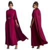 Damen Figurbetontes Taillenbetonendes Knopf-Schal-Kleid mit Rundhalsausschnitt
