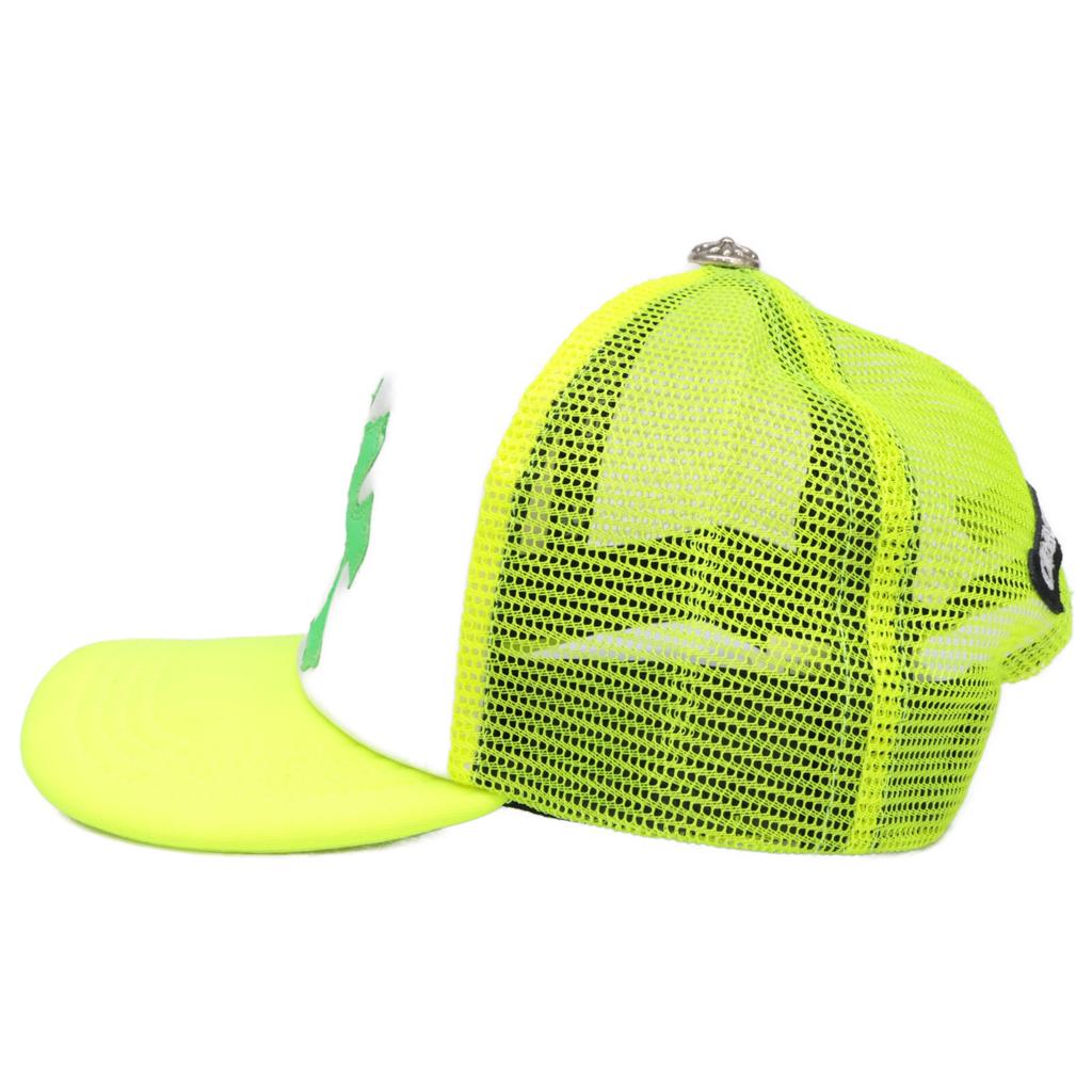 CHROME HEARTS [Excellent Condition] 040-055243 3 Cemetery Cross Patch Trucker Cap Hat 53-60 Neon yellowUsed