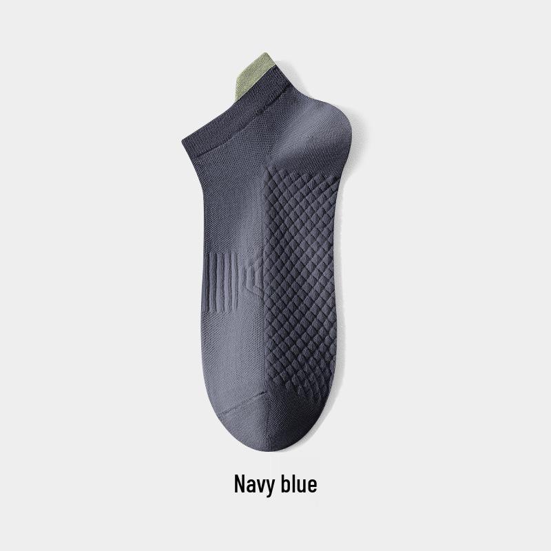Men's Summer Breathable Cotton Socks - Solid Color, Antibacterial, Odor-Resistant, Thin Casual Sports Boat Socks