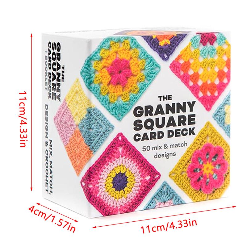 50Pcs/Box Mix Matchs Designs The Granny Square Card Decks Knitting Kit For Adults Diy Grandma Knitted Pattern Set