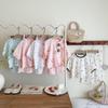 2025 Spring/Summer Girls' Pajama Set: Thin Round Neck, 5-Sleeve, 7/8 Pants, Color Block Design, Perfect for Homewear and Air-Conditioned Rooms