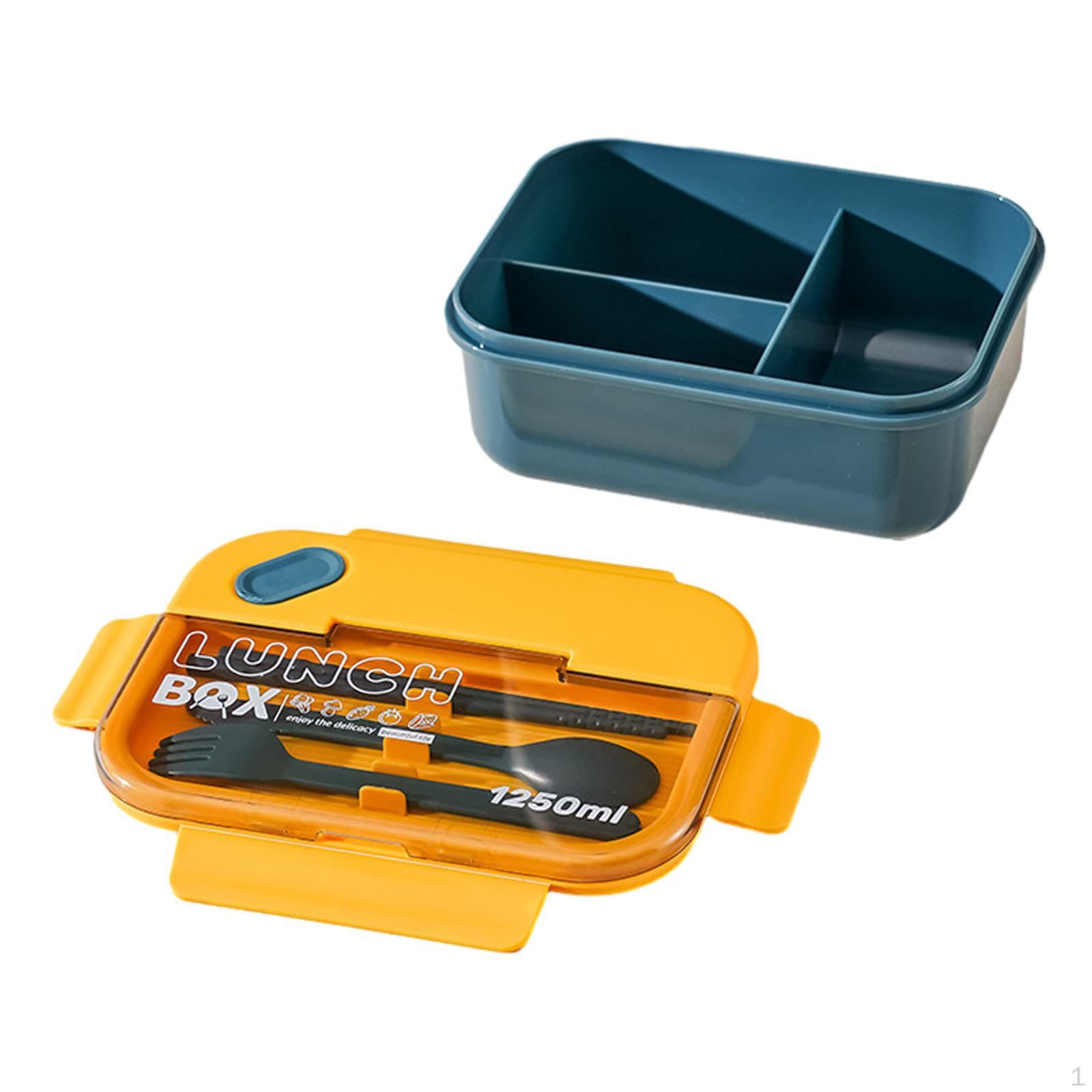 

Ланч-бокс с посудой 1250 мл пищевой контейнер для офиса кемпинга на открытом воздухе 3 Grids Dark Blue