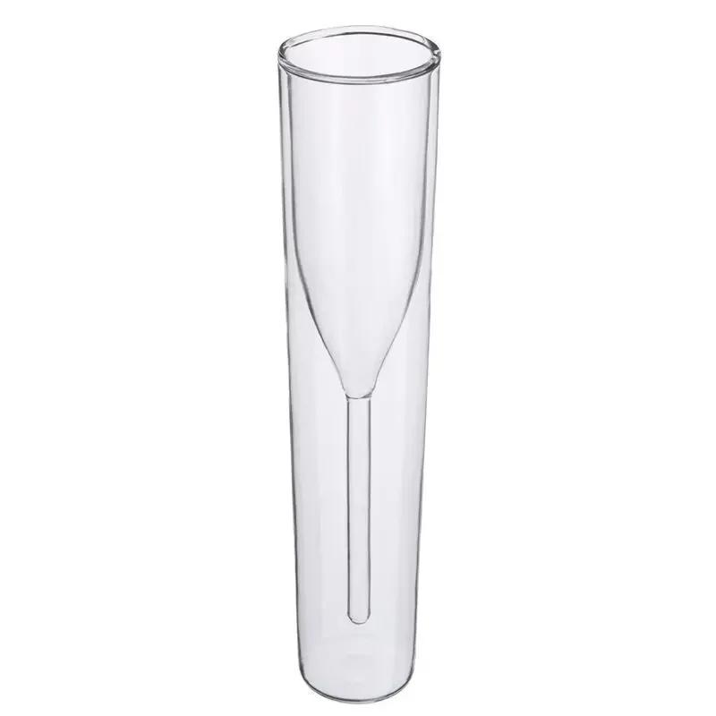 Double Wall Champagne Glasses - Elegant Crystal-Design Tulip & Flute Cups for Weddings, Cocktails & Toast, Shatter-Resistant