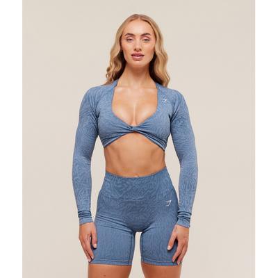 Gymshark Adapt Animal Long Sleeve Crop Top Worn Blue Peri Blue B4c2z Udxv