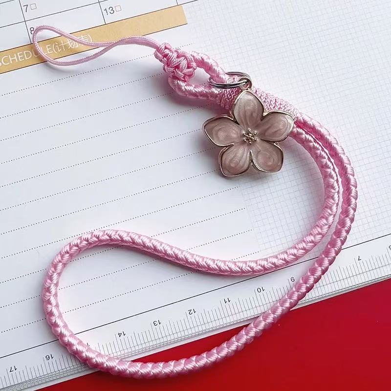 Handy-Kette Lanyard Kurzes Handy-Lanyard Handgelenk handgewebte Blume Schlüsselanhänger
