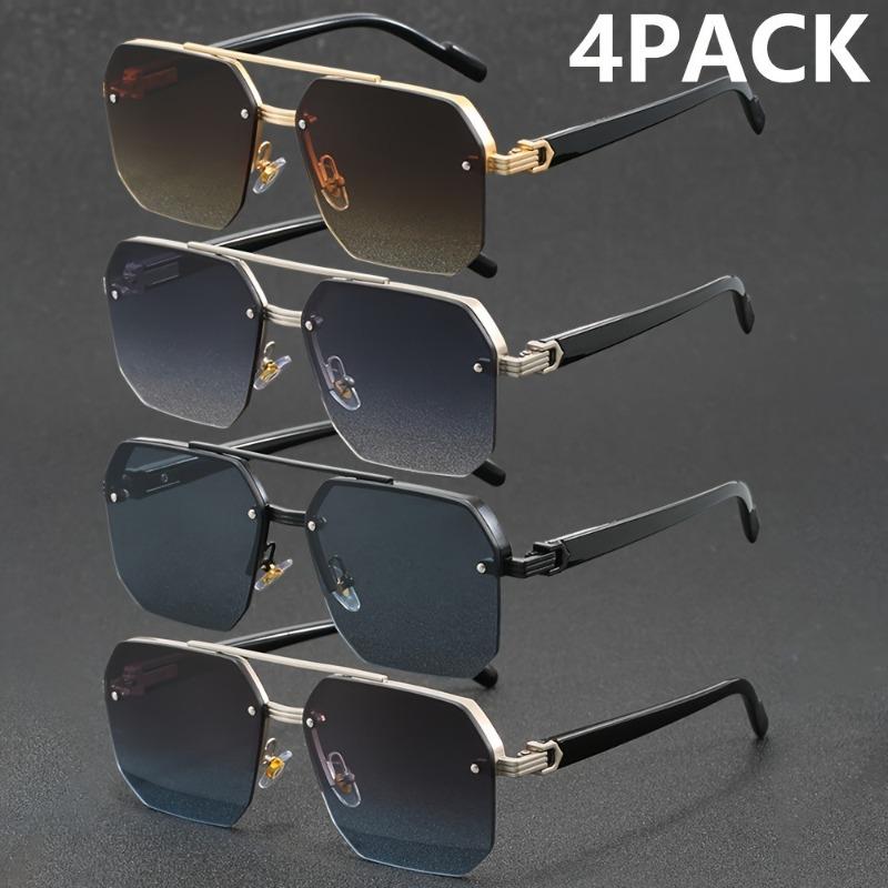 4PACK Men's and Women's Metal Half Frame Fashion Glasses Couple Party Casual Glasses Lover Gift Christmas Gift