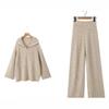 European and American Street Style Women's Loose Lapel High Waist Trousers and Knit Sweater Set