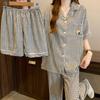 Simple Dachshund Dog Plaid High-Value Cloud Cotton Pajamas Women'S Summer Short-Sleeved Three-Piece Set Loungewear