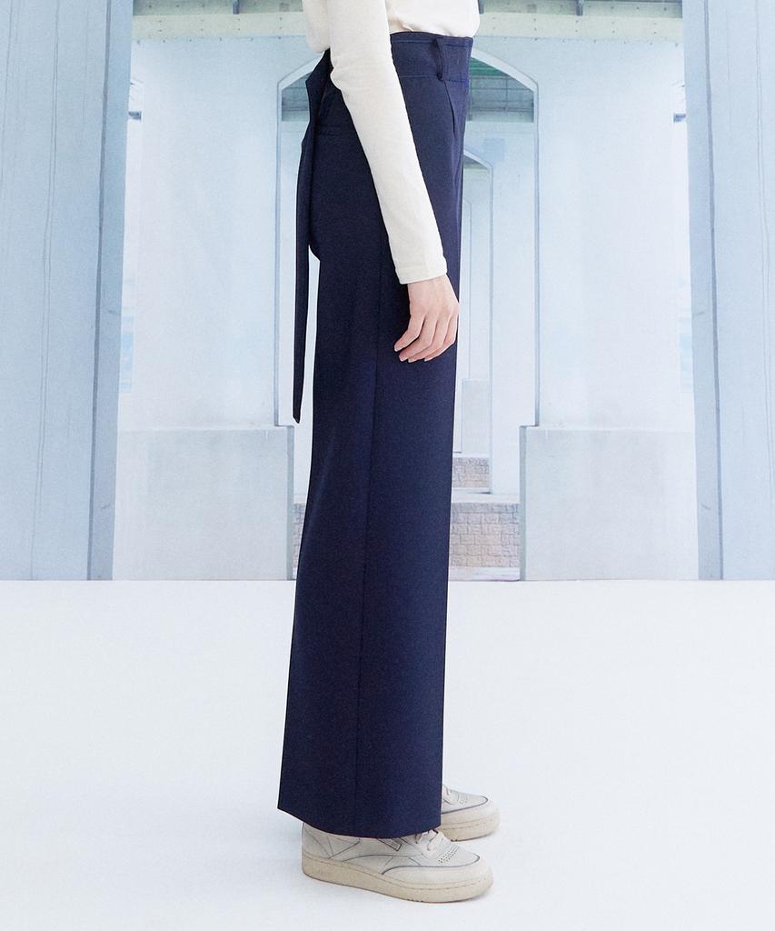 THE STUDIO K Embroidered Belt Pants_Navy