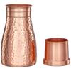 Copper Water Bottle | Bedside Bottle with Glass | Hammered Finish (1 Litre Capacity)