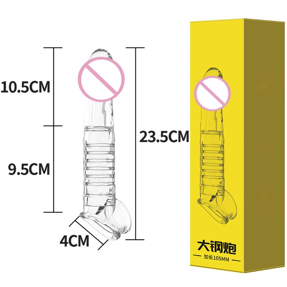 Transparent Penis Sleeve Reusable Condom Penis Extender Girth Enhancer Realistic Sleeve Sheath Delay Ejaculation Sex Toy for Men
