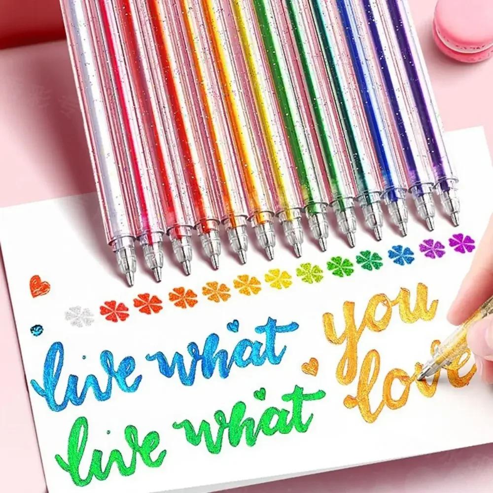 8/12/24/36/48/60 Farben 8/12/24/36/48/60 Farben Glitzer Gelstift Große Kapazität DIY Handschrift Glänzender Textmarkerstift