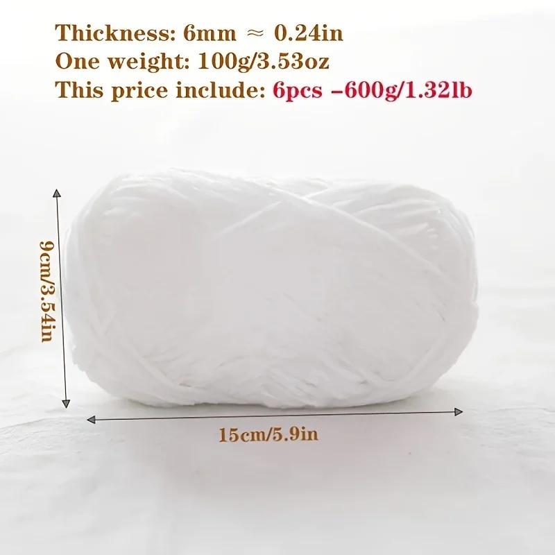 6-Pack Soft Chenille Velvet Yarn, 100g Each, 100% Polyester, Assorted Colors, for Crocheting Sweaters, Coats and DIY Crafts